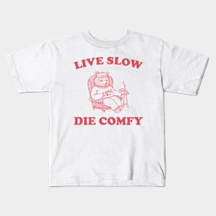 Live Slow Die Comfy Retro T-Shirt, Bear Funny Graphic T-shirt, Meme 90s Shirt, Vintage Animal Unisex Tee, Dad Shirt, Dad Gift Kids T-Shirt